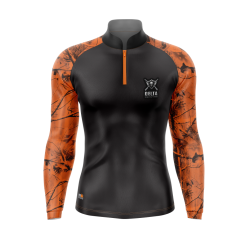 DFH016 - CAMISA ZIPER RAGLAN REALTREE ORANGE - PRETO