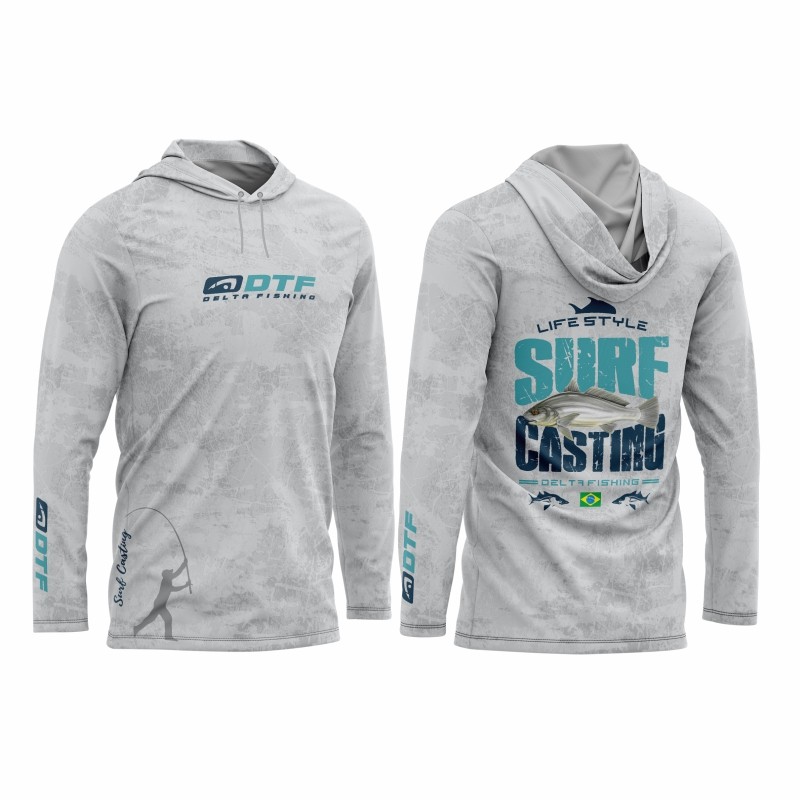 DTF1074-5 - CAMISA CAPUZ SURF CASTING - CINZA CLARO