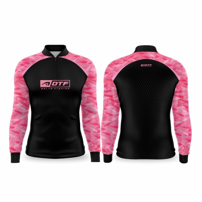 DTF 1112-1F - CAMISA ZÍPER COMOFRT ML BAIT LINE  - ROSA