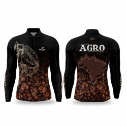 DTA 3005-1 - CAMISA ZÍPER COMFORT ML CAFÉ - PRETO