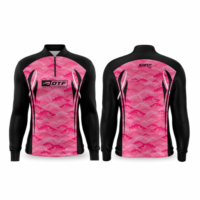 DTF 1111-1F - BABY LOOK ZÍPER COMFORT ML SNOOK CAMOUFLAGE  - ROSA