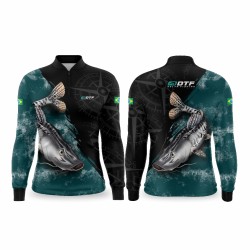 DTF 1129-1 - CAMISA ZÍPER COMFORT ML CACHARA - TURQUESA 